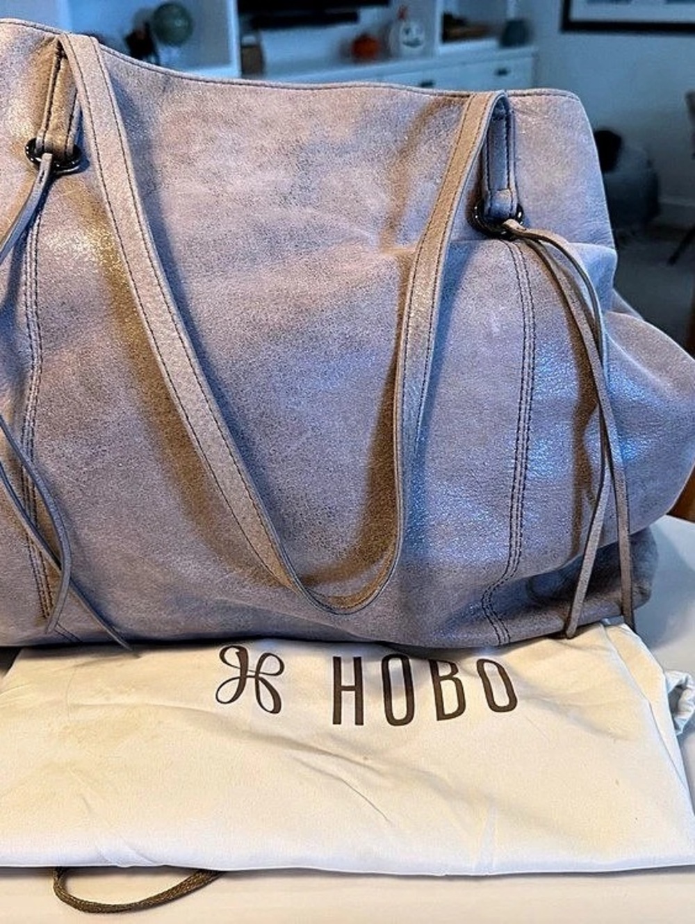 Hobo Large Taupe Leather Tote Shoulder Bag